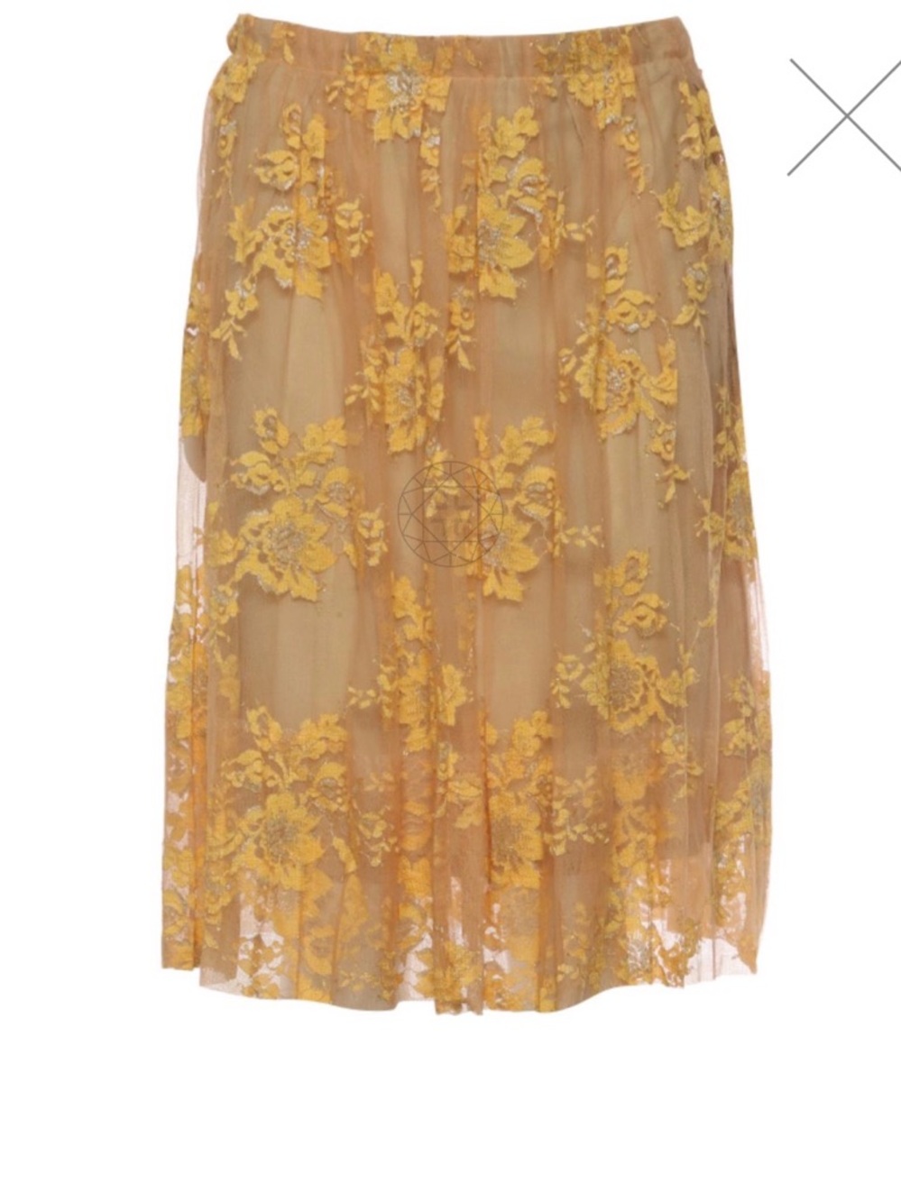 Vera Wang Lavender Label  Yellow Floral Lace Skirt Size 4